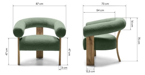 Sötétzöld design fotel KOKEI, tölgy Now or never 37