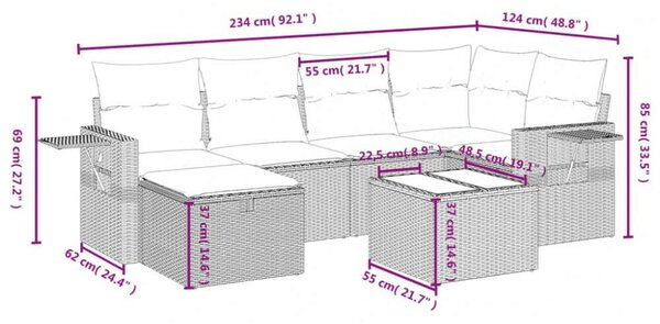 VidaXL Polyrattan Kerti Ülőgarnitúra - 7 részes