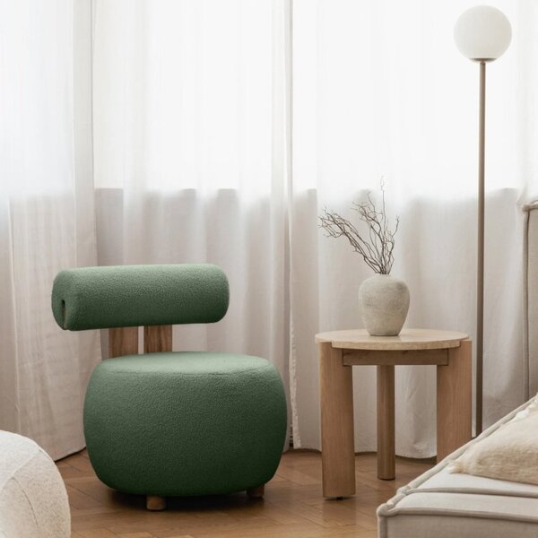 Sötétzöld design fotel HANNA, tölgy Now or never 37