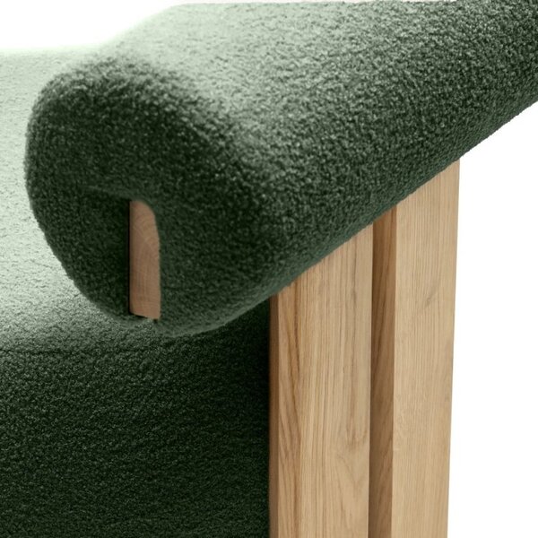 Sötétzöld design fotel HANNA, tölgy Now or never 37