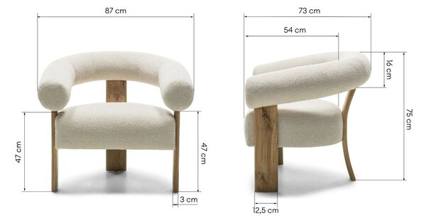 Krém design fotel KOKEI, tölgy Now or never 03