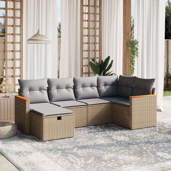 Polyrattan Kerti Ülőgarnitúra - 6 részes - Bézs