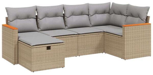 Polyrattan Kerti Ülőgarnitúra - 6 részes - Bézs