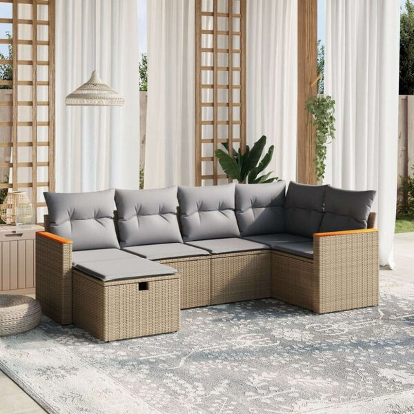 Polyrattan Kerti Ülőgarnitúra - 6 részes - Bézs