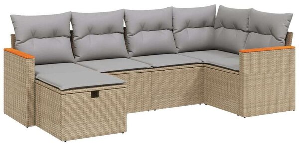 Polyrattan Kerti Ülőgarnitúra - 6 részes - Bézs