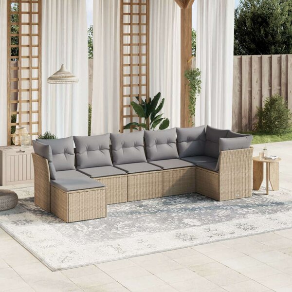 VidaXL Polyrattan Kerti Ülőgarnitúra - 7 részes - Bézs