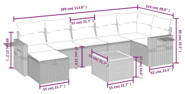 VidaXL Polyrattan Kerti Ülőgarnitúra - 8 részes