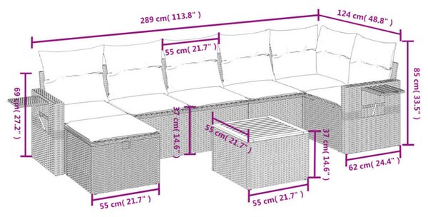 VidaXL Polyrattan Kerti Ülőgarnitúra - 8 részes