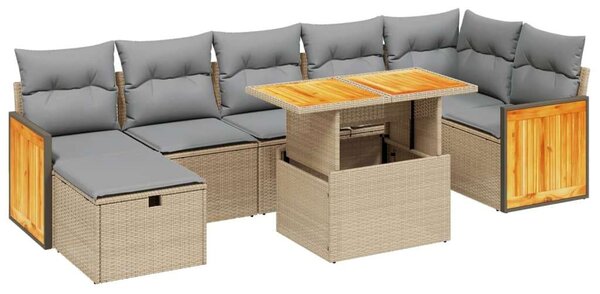 Polyrattan Kerti Ülőgarnitúra - 8 részes - Bézs