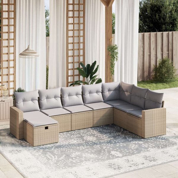 VidaXL Polyrattan Kerti Ülőgarnitúra - 8 részes - Bézs