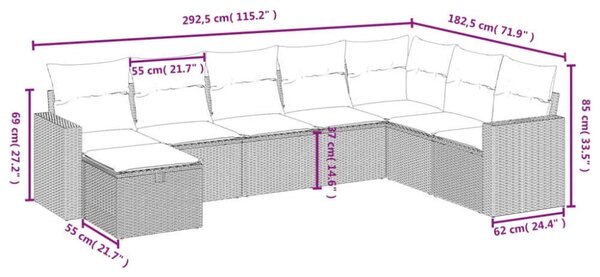 VidaXL Polyrattan Kerti Ülőgarnitúra - 8 részes - Bézs