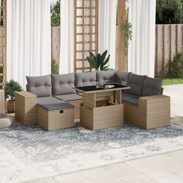 VidaXL Polyrattan Kerti Ülőgarnitúra - 8 részes - Bézs