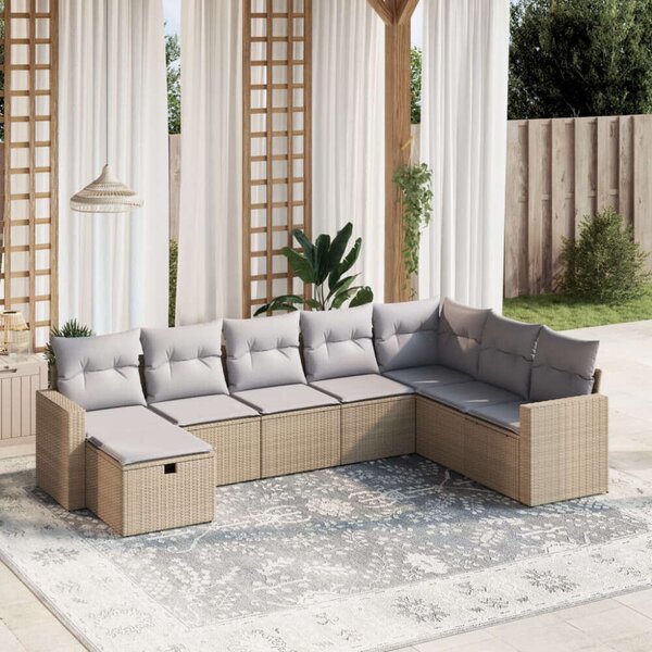 VidaXL Polyrattan Kerti Ülőgarnitúra - 8 részes - Bézs