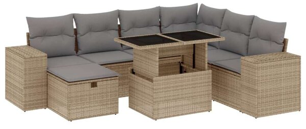 VidaXL Polyrattan Kerti Ülőgarnitúra - 8 részes - Bézs