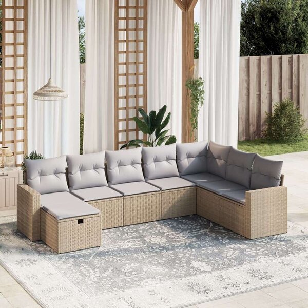 VidaXL Polyrattan Kerti Ülőgarnitúra - 8 részes - Bézs