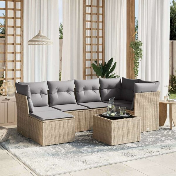 VidaXL Polyrattan Kerti Ülőgarnitúra - 7 részes, Bézs