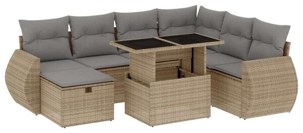 Polyrattan Kerti Ülőgarnitúra - 8 részes - Bézs