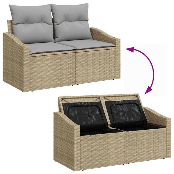 Kerti Kanapé Szett 6 pcs Bézs 55 x 62 x 69 cm Poli rattan