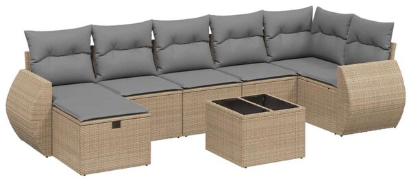 Polyrattan Kerti Ülőgarnitúra - 8 részes - Bézs