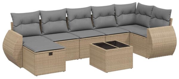 Polyrattan Kerti Ülőgarnitúra - 8 részes - Bézs