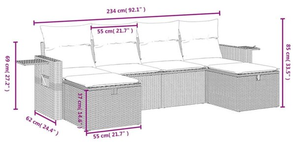 VidaXL Polyrattan Kerti Ülőgarnitúra - 6 részes