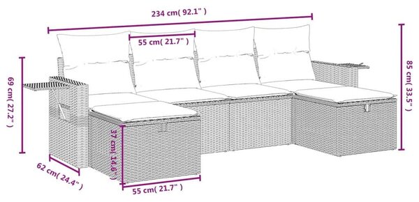 VidaXL Polyrattan Kerti Ülőgarnitúra - 6 részes