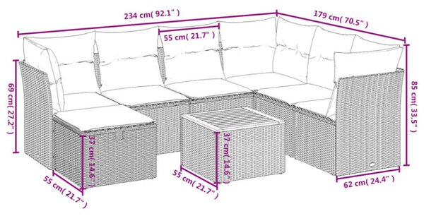 VidaXL Polyrattan Kerti Ülőgarnitúra - 8 részes