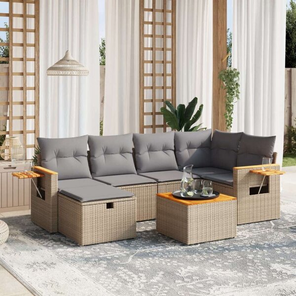 Polyrattan Kerti Ülőgarnitúra - 7 részes