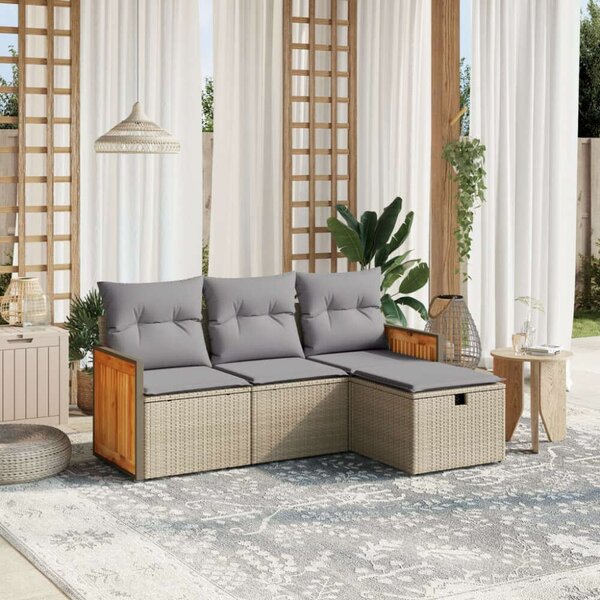 VidaXL Polyrattan Kerti Ülőgarnitúra - 4 részes
