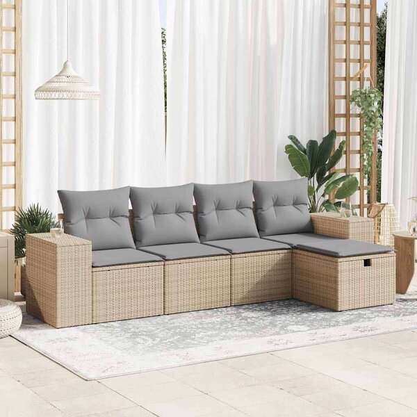 VidaXL Polyrattan Kerti Ülőgarnitúra - 5 részes - Bézs
