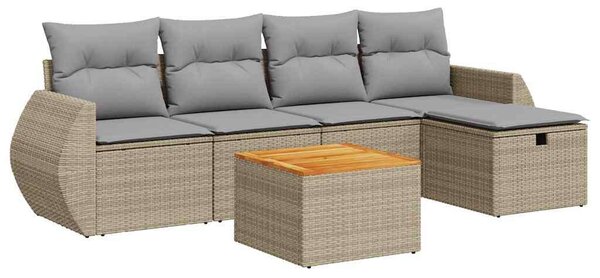 VidaXL Polyrattan Kerti Ülőgarnitúra - 6 részes - Bézs
