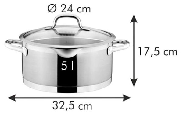 Tescoma PRESIDENT lábas szűrőfedővel ø 24 cm, 5,0 l