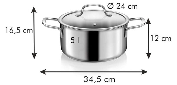 Tescoma OPTIMA Lábas fedővel ø 24 cm, 5.0 l
