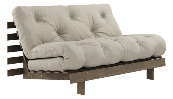 Szürkésbézs len kinyitható kanapé 140 cm Roots Carob – Karup Design