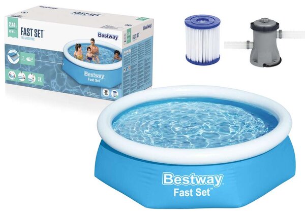 Bestway Kréta 244x66cm Puhafalú medence vízforgatóval és szűrőbetéttel (8050264) - kék