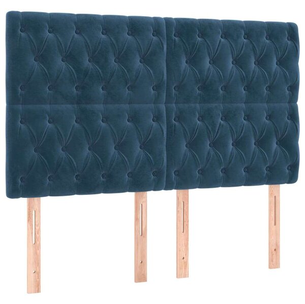 VidaXL sötétkék bársony LED-es fejtámla 160x7x118/128 cm