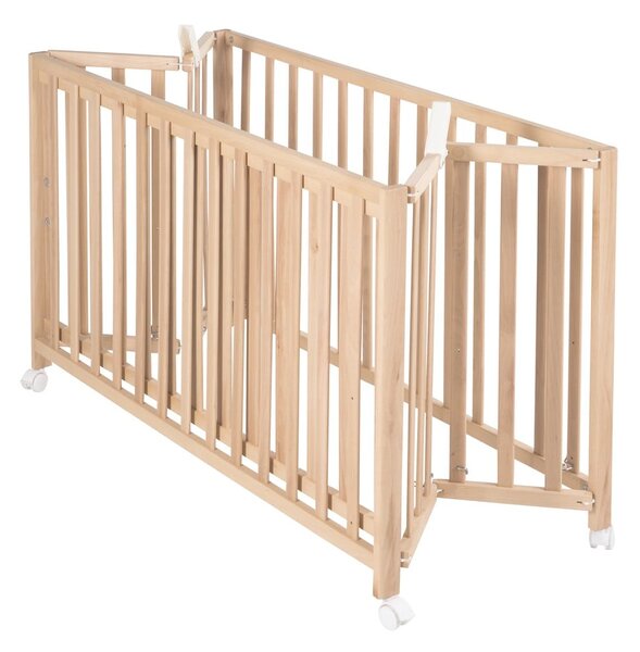 Natúr színű összecsukható gurulós babaágy 60x120 cm Fold up – Roba