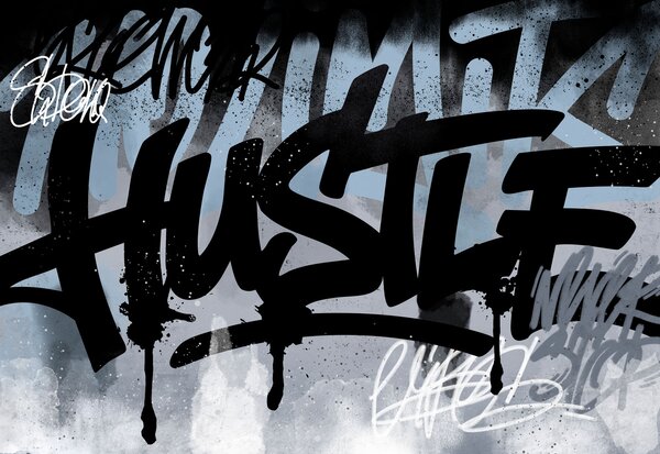 Fotótapéta Fekete-fehér graffiti, Absztrakt fotótapéta, Népszerű fotótapéta, t00938v1 - Tapeko.hu