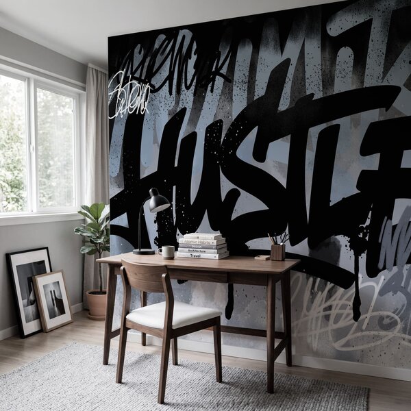 Fotótapéta Fekete-fehér graffiti, Absztrakt fotótapéta, Népszerű fotótapéta, t00938v1 - Tapeko.hu
