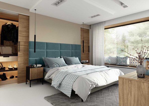 Kárpitozott falipanel QUADRATTA 20x50 cm, kék Szín: Kék
