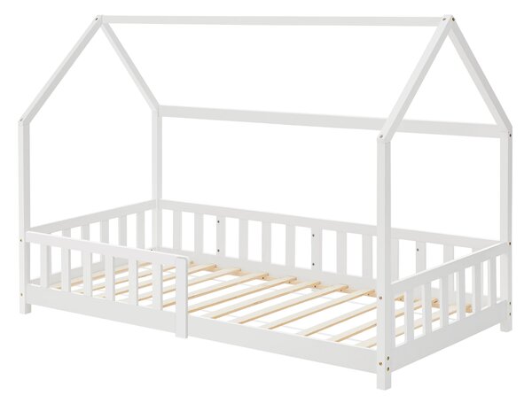 Házikó gyerekágy Hesel Montessori stílusban leesésgátlóval 90x200 cm fehér [en.casa]