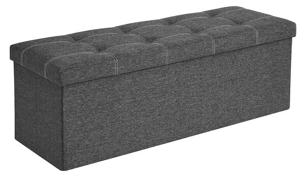 Puff, tároló pad összecsukható ülés ottomán 110x38x38 cm, sötétszürke