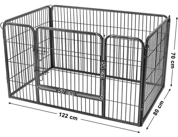 Kutya kennel, kutyaketrec 122 x 80 x 70 cm szürke