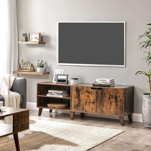 TV szekrény, 2 ajtós TV állvány, 140x40x50 cm, rusztikus barna: