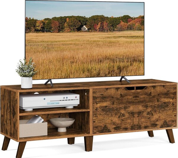TV szekrény, 2 ajtós TV állvány, 140x40x50 cm, rusztikus barna: