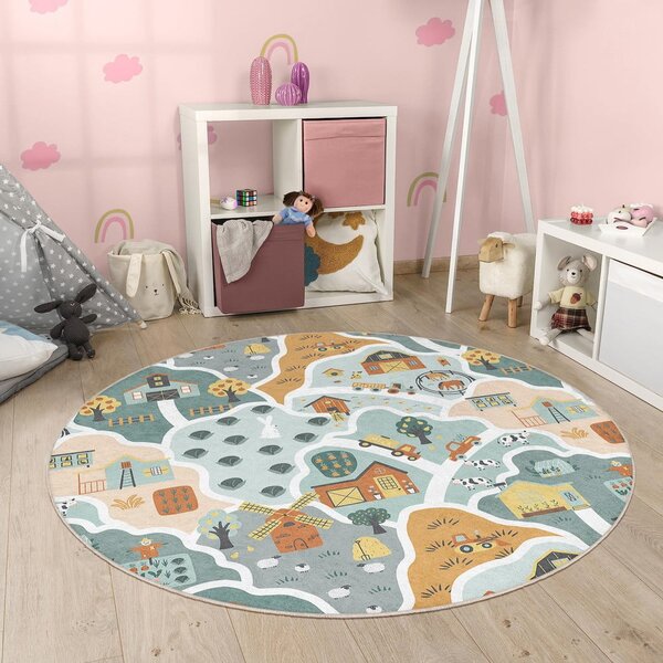 Mosható gyerek játszószőnyeg ø120 cm Farmer's Life – Mila Home
