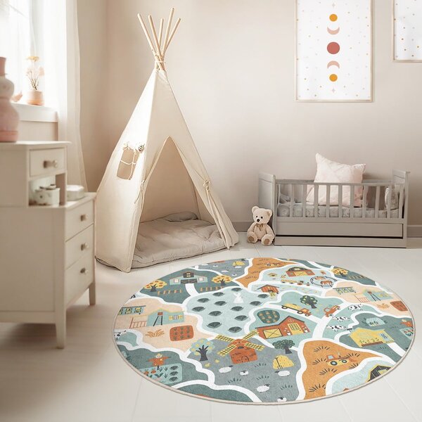 Mosható gyerek játszószőnyeg ø120 cm Farmer's Life – Mila Home
