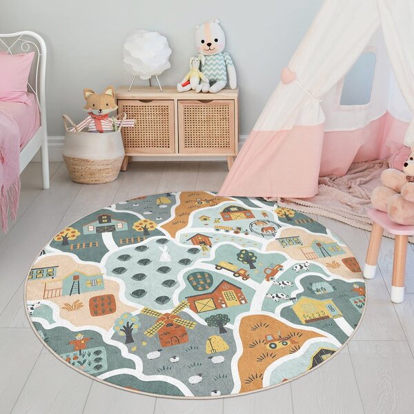 Mosható gyerek játszószőnyeg ø120 cm Farmer's Life – Mila Home