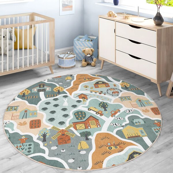 Mosható gyerek játszószőnyeg ø120 cm Farmer's Life – Mila Home