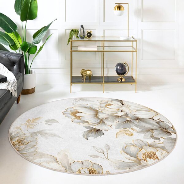 Világosszürke-bézs mosható kerek szőnyeg ø 80 cm Soft and Gentle – Mila Home